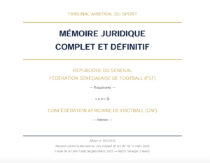 Mémoire juridique du Sénégal contre la CAF
