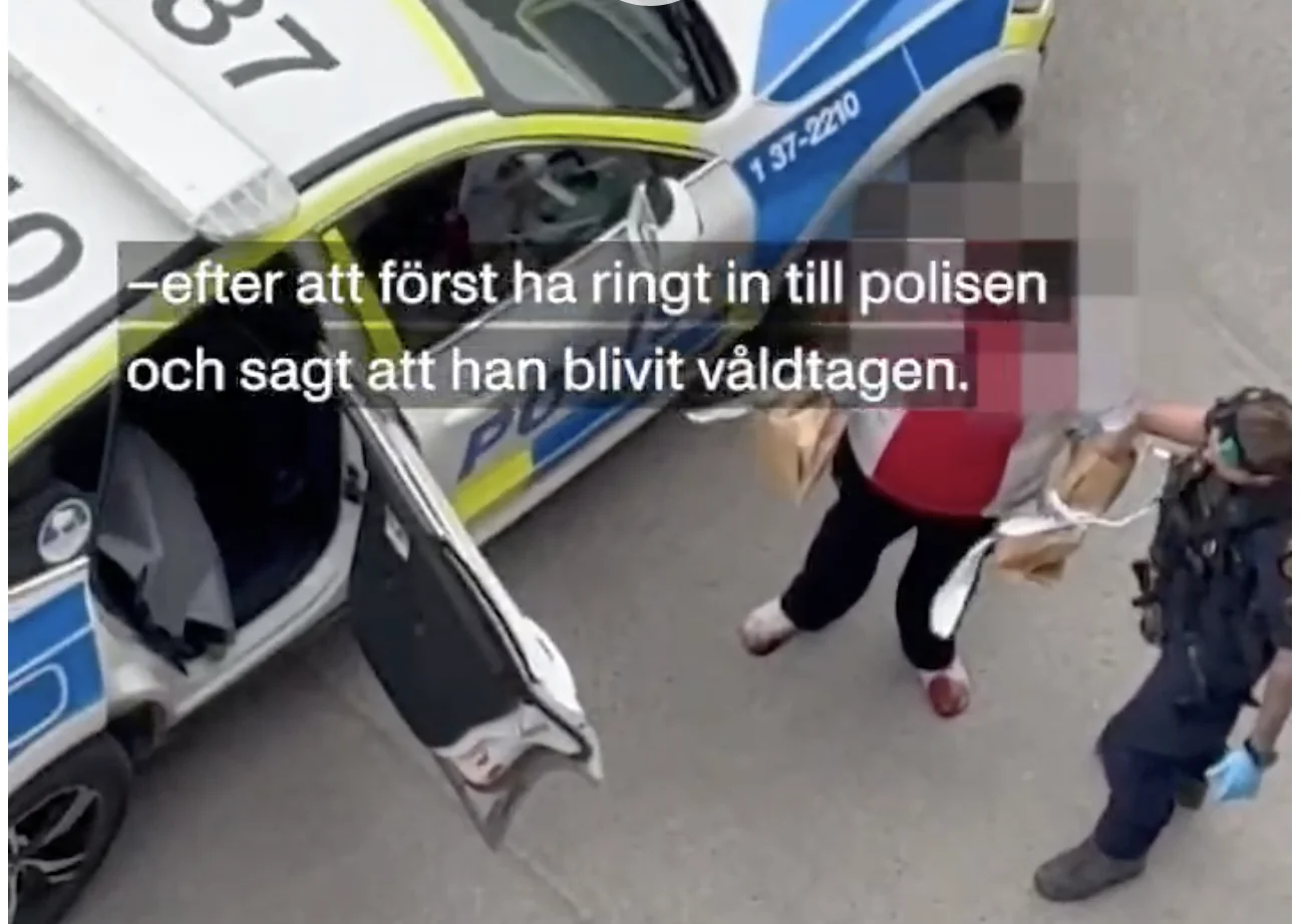 Interpellation d'un homme de 20 ans, dans le quartier de Vårby, dans le cadre de la mort de l'influenceur algérien, Hicham Zegoug, dit Hicham Fi AL-Arida. Image du média suédois, Aftonbladet